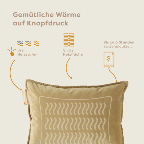 Pleafs Heizkissen Plush 45x60cm Crewel Tan, 1 Stk